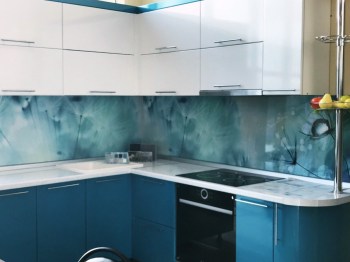 Кухонный фартук МДФ с эффектом мерцания 2,8 м Одуванчики Синие
